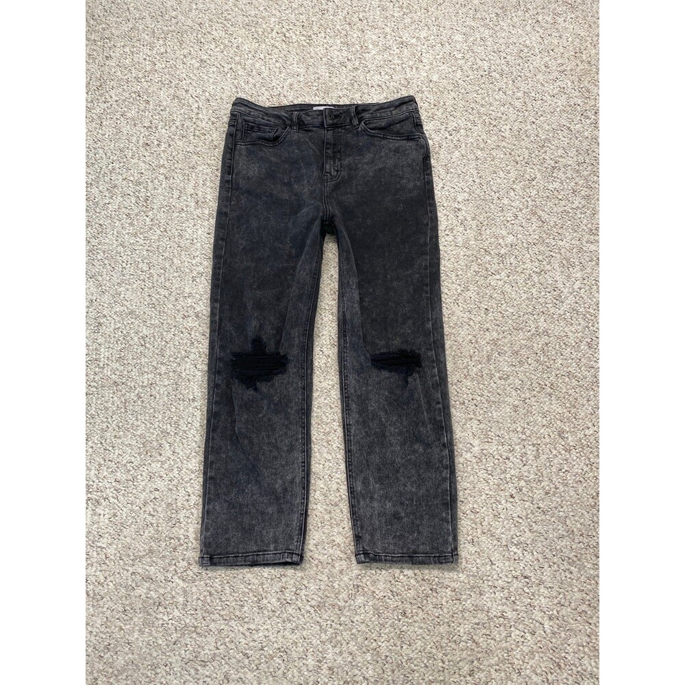 Cello Junior's High-Rise Straight Crop Distressed Acid Wash Black Size 13